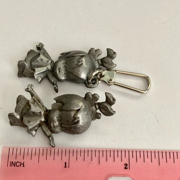 Vintage Pebbles Flintstone Pin Zipper Pull Set Warner Bros Purse Backpack Charm - Picture 9 of 9
